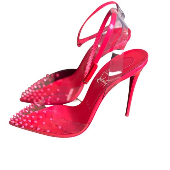 Authentic‎ Christian Louboutin Hot Pink Spiked Stilettos Pumps sz. 8/38 NEW - Picture 4 of 9